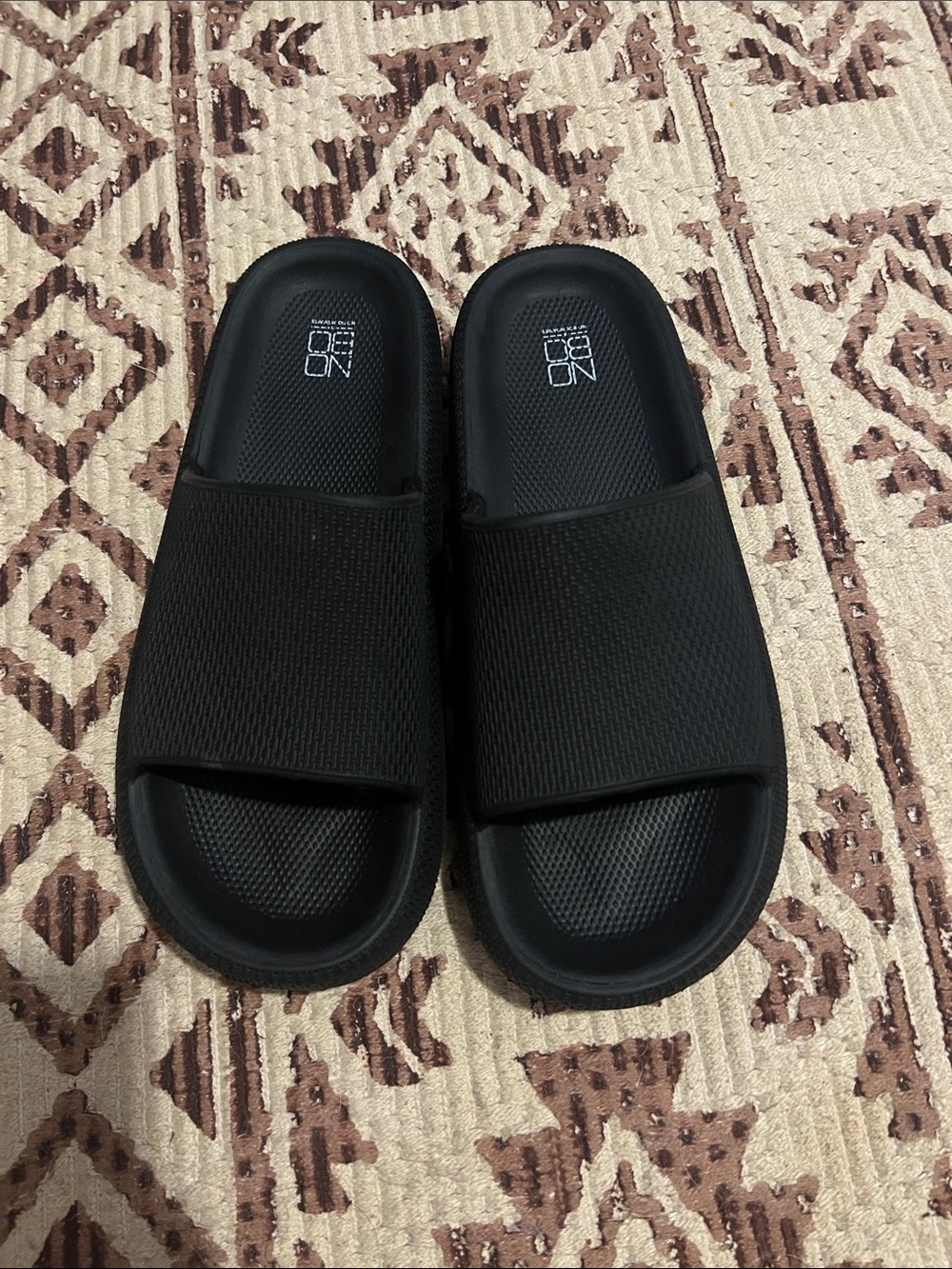Black Open Toe Slides